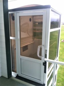 Outdoor white Genesis Enclosure in family residence in Sequim, WA, USA